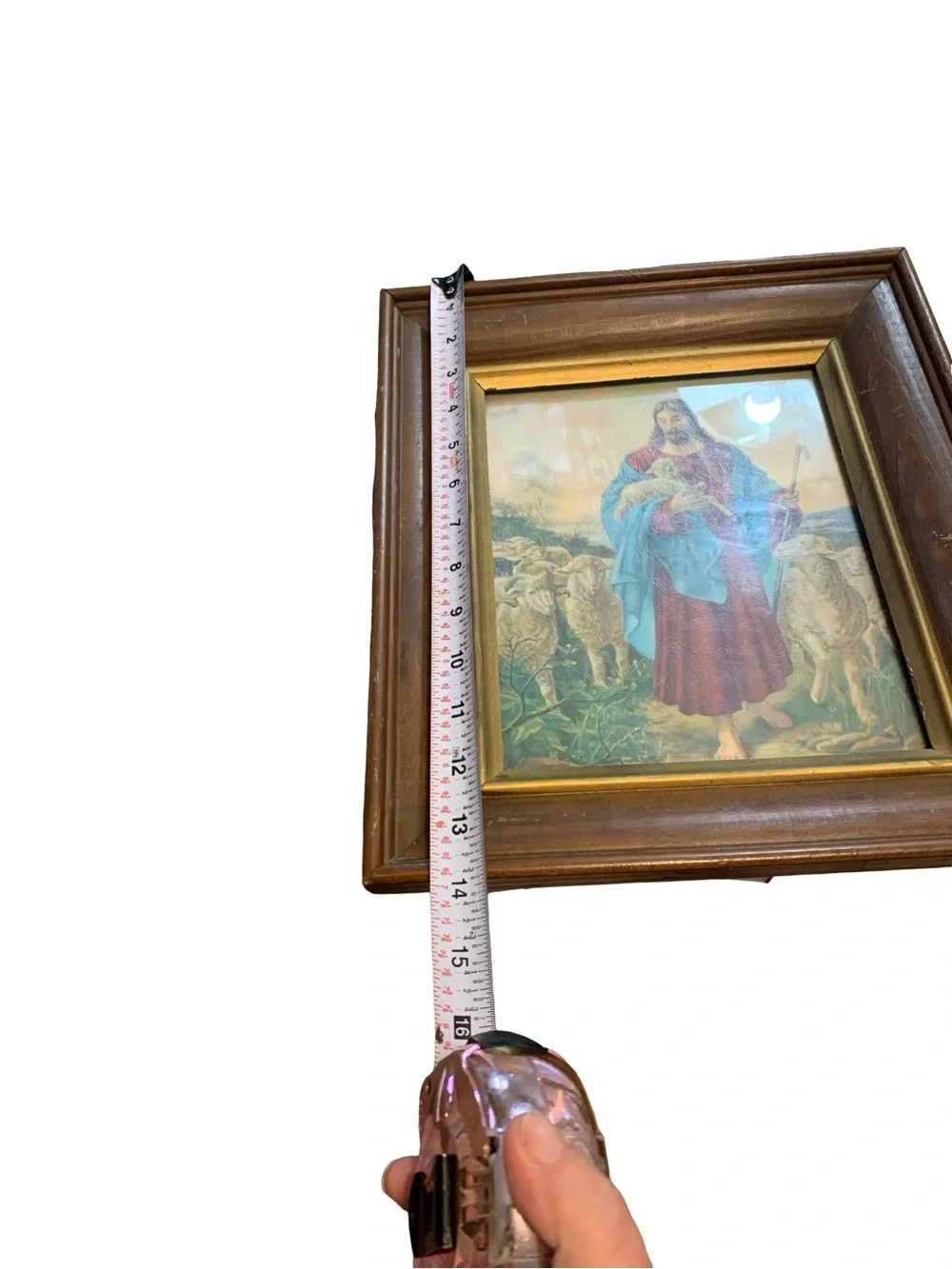 Vintage Framed Jesus Christ The Good Shepherd 70s 14”x 12”